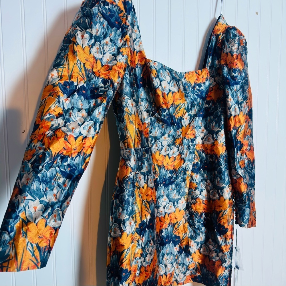Anthropologie FLOR ET.AL Constance Floral Midi Dress Long Sleeve  SZ 12 - Picture 8 of 14